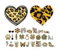 ULDIGI 28pcs Leopard Print Patches Embroidery Sew Applique Iron Cartoon Animal Pattern Emblems Vintage Aesthetic Repair Sticker for Clothing Jeans Hat