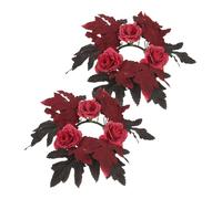 ULDIGI 2pcs Artificial Maple Leaf Fall Candle Rings Polyester Autumn Wreaths for Pillar Candles Thanksgiving Table Centerpiece Decoration Front Door Harvest Garland