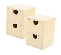 ULDIGI 2pcs DIY Unpainted Wooden Small Drawers 2 Layers Blank Storage Boxes for Boys and Girls Craft and Home Organization