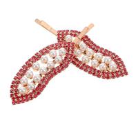 ULDIGI 2pcs Elegant Red Lip Alloy Hair Clips Rhinestone Barrettes Lightweight Stylish Hair Accessories for Women Bridal Wedding Party Daily Use