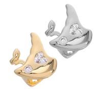 ULDIGI 2pcs Gold and Silver Tooth Caps with Heart-shaped Rhinestone Fashionable Single Teeth Grills for Men and Women Hip Hop Jewelry Comfortable Fake Mouth Decoration for Rapper Costume