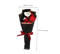 ULDIGI 2Pcs Graduation Flower Bear Bouquet Artificial Rose Soap Flowers Red and Light Pink with Plush Bear Set for Graduation Celebration and Photo Props