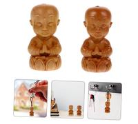 ULDIGI 2pcs Hand-carved Boxwood Buddha Key Chains Chinese Antique Style Hanging Pendants for Keys Decorative Accessories with Lotus Monk Design and Multifunctional Ornaments