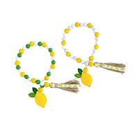 ULDIGI 2pcs Lemon Twine Tassel Beads Wooden Bead Garland Rustic Wall Decor for Summer Home Crafts Beaded Hanging Decor
