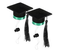 ULDIGI 2pcs Miniature Graduation Cap for Small Pets Felt Pet Headwear Tassels Hamster Graduation Hats for Cute Photo Props and Celebrations