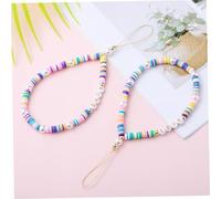 ULDIGI 2Pcs Mobile Phone Strap with Love Letter and Colorful Beads Bohemian Polymer Clay Cellphone Wrist Lanyard for Phone Bag Keychain Accessory