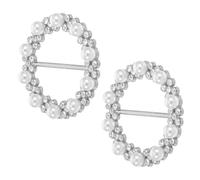 ULDIGI 2Pcs Pearl Scarf Ring Buckle Clips with Rhinestone Alloy Round Shirt Clips and Corner Button for Women’S Clothing Scarf Slide Accessories