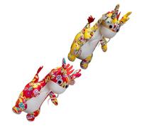 ULDIGI 2pcs Plush Chinese Dragon Dolls Soft Stuffed Mascot for Chinese Year Decorations Red and Yellow Dragon Plushies for Home and Car