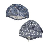 ULDIGI 2pcs Printed Cotton Nurse Scrub Hats with Star and Fish Patterns Breathable Surgical Caps for Doctors and Healthcare Professionals Comfortable Sweat-absorbing Working Headwear