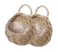 ULDIGI 2pcs Rattan Flower Basket Farmhouse Hanging Planter Houseplant Pot Decor Fruit Vegetable Basket Hanging Door