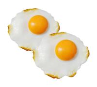 ULDIGI 2pcs Realistic Fried Egg Props Fake Food Decoration for Kitchen Display Lifelike Plastic Eggs for Party Decorations and Pranks