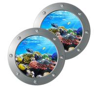 ULDIGI 2pcs Sea World Wall Stickers Animals Decals Self-Adhesive Ocean Animal Murals for Bedroom Living Nursery Decoration