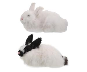 ULDIGI 2pcs Stuffed Animal Plush Bunny - Easter Realistic Faux Fur Stuffed Rabbits Sculpture Decoration - Lifelike Bunny Figurine Toy for Spring Goodie Bag Charm