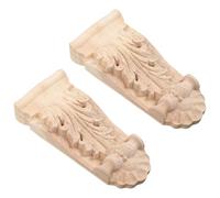 ULDIGI 2pcs Wooden Carving Applique Carved Onlay Applique Corner Onlays Classical Solid Wood Material 4.32x1.89x0.79in Easy Installation Interior Decoration Living Room Decor