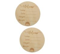 ULDIGI 2pcs Wooden Name Sign Birth Announcement Sign Round Smooth Wood Newborn Welcome for Nursery Decor Personalised Girl Banner Shower Props