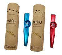 ULDIGI 2sets Metal Kazoo Set for Boy Girl Portable Musical Instrument with Kazoos Red Blue Durable and Lightweight for Parties and Music Exploration