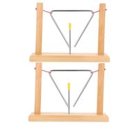 ULDIGI 2sets Metal Triangle Bell Percussion Instrument for Boy Girl Beginners Strikers Wooden Stands