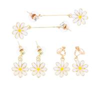 ULDIGI 3 Pairs Daisy Flower Earrings for Women Includes Studs and Dangle Styles Fashionable Floral Design for Daily Wear and Special Occasions and Charming Accessories