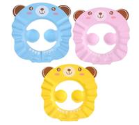 ULDIGI 3 Pcs Adjustable Shampoo Hat Shower Cap with Ear Protection for Cartoon Design in Pink Yellow Blue Comfortable Bath Accessory for Boys