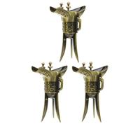 ULDIGI 3pcs Chinese Traditional Elements Retro Wine Cup Set in Golden Alloy for White Wine and Valentine's Day Gift