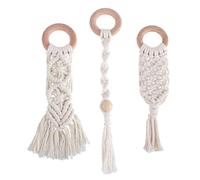 ULDIGI 3pcs Cotton Rope Molar Rods Teether Toy for Babies Natural Beech Wood Handmade Soothing Chewing Aid Infant Teething Relief Set