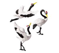 ULDIGI 3pcs Miniature White Resin Crane Figurines, Bonsai Decoration for Home and Club Display, Elegant Red-crowned Crane Ornament Set for Craft Displays