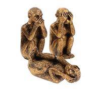 ULDIGI 3pcs Resin Animal Figurines See No Evil Monkey Sculptures with Wisdom Symbolism Home Decor for Modern Table Shelf Display Stylish Gold Finish