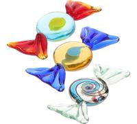 ULDIGI 3pcs Vintage Murano Style Handmade Glass Candy Ornaments with Shiny Smooth Surface, Lightweight and Easy to Hang Decorations for Wedding, Table, Desk, or Shelf Random Color