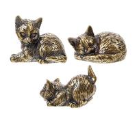 ULDIGI 3pcs Vivid Arts Cat Sculpture Statue Antiqued Cat Figurine Paper Weights Home Decor