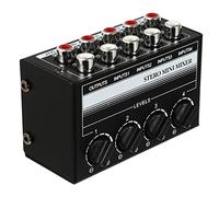 ULDIGI 4 Channels Stereo Mini Audio Mixer with Passive Sound Mixing and Individual Volume Adjustment, Iron and Copper Material, Compact Design for Phone and CD Player Use in Club or Bar