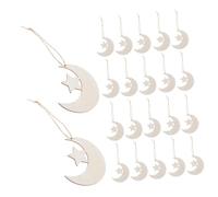 ULDIGI 40pcs Unfinished Wooden Moon and Star Shapes Hollow Craft Slices for DIY Painting Shower Nursery Decorations Natural Wood Embellishments