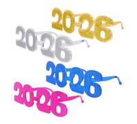ULDIGI 4pcs Glitter Number Eyeglasses for Year Graduation Parties Lightweight Funny Photo Booth Props in Blue Gold Silver for Creative Celebration Snapshots