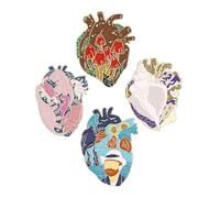 ULDIGI 4pcs Heart Enamel Brooch Pin Alloy Metal Creative Oil Painting Design Decorative Lapel Pins for Jackets Backpacks Clothing Accessories