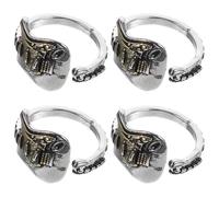 ULDIGI 4pcs Men's Adjustable Punk Rock Guitar Finger Rings Gothic Statement Jewelry Set for Men’s Finger Accessories