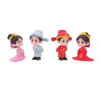 ULDIGI 4pcs Miniature Bride Groom Figurines Wedding Cake Toppers Lightweight Couple Statues for Anniversary Bridal Shower Party Table Centerpiece Keepsake