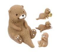 ULDIGI 4pcs Miniature Otter Figurines Resin Craft Decorative Plant Accessories for Fairy Garden Terrarium Potted Plants Bonsai Micro Landscape Student