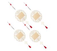 ULDIGI 4pcs Unfinished Wooden Chinese Year Pendants with Tassels DIY Painting Craft Kit for Spring Festival Wall Decoration School Hallway Cultural Display Family Hands Activity