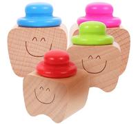 ULDIGI 4pcs Wooden Teeth Container Keepsake Box Safe for Fingers Each Tooth Has Its Own Room Simple and Generous Design Random Color