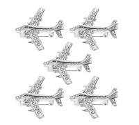 ULDIGI 5Pcs Airplane Brooch Pin Set Rhinestone Metal Lapel Pins for Men and Women, Flight Collar Badge Accessory for Suit, Wedding, Travel, Shirt, Bag, Backpack