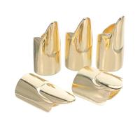 ULDIGI 5pcs Metal Nail Rings for Women Adjustable Claw Fingertip Covers Punk Style Finger Nail Tip Rings in Gold Unique Costume Jewelry for Party Halloween Cosplay