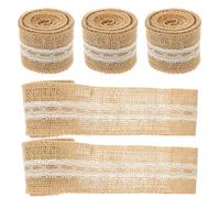 ULDIGI 5rolls Rustic Lace Jute Wrapping Ribbon for DIY Crafts Shower Wedding Party Decorations Vintage Burlap Ribbon Cuttable Easy to Trim