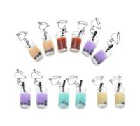 ULDIGI 6 Pairs Milk Tea Cup Ear Clip Earrings with Pearl Inside Mixed Color Plastic Studs Funny Creative Bubble Pendants for Women S Party and Casual Wear