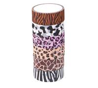 ULDIGI 6 Rolls Animal Print Washi Paper Tape Set Decorative Adhesive Scrapbook Tape for DIY Crafts Journals Wrapping Leopard Cow Giraffe Tiger Patterns Easy Tear Residue