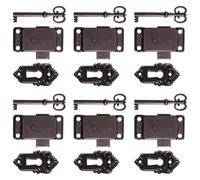 ULDIGI 6 Sets Vintage Decorative Cabinet Locks with Keys Brown Iron Material Long Serving Life Not Easy to Rust for Repairing Antique Boxes and Decorating Furniture