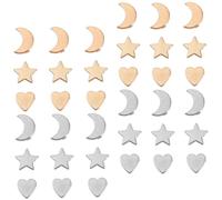 ULDIGI 60pcs Silver Gold Moon Heart Star Spacer Beads Jewelry Charms for Necklace Bracelet DIY Crafting Lightweight Accessories