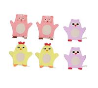 ULDIGI 6pcs Cartoon Bathing Gloves for Boy Girl Gentle Exfoliating Towels with Fun Animal Patterns Lightweight and Easy to Clean for Daily Bathing Care