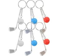 ULDIGI 6pcs Creative Golf Ball Keychain with Rings for Golf Lovers Decorative Backpack and Car Key Chains in White Blue Red Practical Accessories