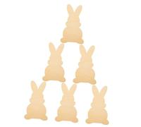 ULDIGI 6pcs Easter Bunny Wooden Chips Unfinished Solid Wood Painting Boards DIY Craft Cutouts for Easter Decorations and Graffiti Accessories