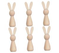 ULDIGI 6pcs Wooden Bunny Cutouts for DIY Crafts Unpainted Wood Rabbit Figurines Durable Wooden Animal Statues for Easter Decorations Garden Statues Table Centerpieces Family Fun Activity