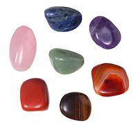 ULDIGI 7pcs Natural Crystal Meditation Stones for Home and Office, Energy Balancing Polished Stone Ornaments Safe to Hands, Decorative Seven Chakra Crystals for Relaxation